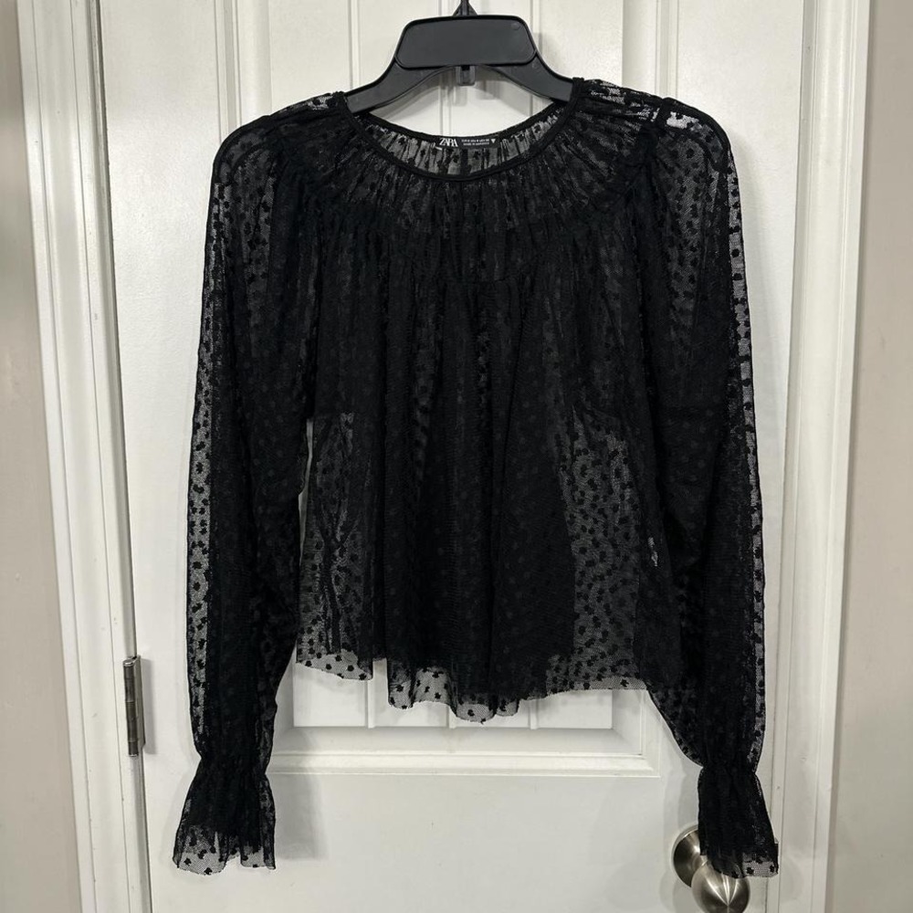 Zara witchy‎ romantic goth black lace sheer long sleeve. Small